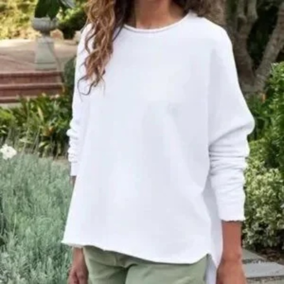 NEW FRANK & EILEEN TEE LAB WHITE ANNA LONG SLEEVE CAPELET FLEECE SWEATSHIRT SZ M - Picture 8 of 10